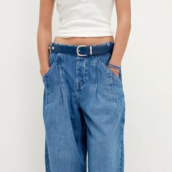 Free People We The Free La Vida Pull-On Jeans Bijou Blue, Sz Small, Boho Relaxed - Picture 2 of 13